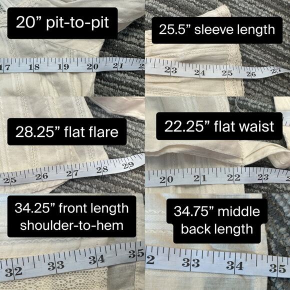 Allison New York Cream Embroidered Lace Cottage Peasant Prairie Boho Mini Dress - Picture 14 of 14